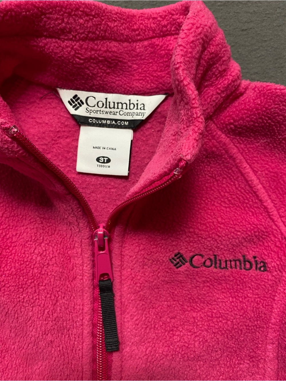 Columbia Bright Pink Fleece Jacket 3T - Picture 2 of 5